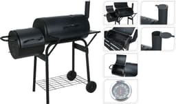Vaggan Smoker Houtskoolbarbecue - Cilinder Rookoven -Barbecue Smoker - Houtskool Rookoven - Verrijdbare BBQ -118 x 53 x 102 cm- Gegalvaniseerd Staal - Thermometer — thumbnail 5