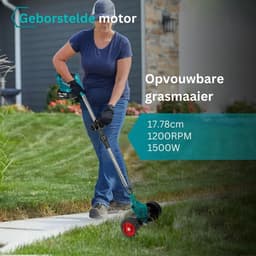 MKSS® Zweefmaaier - Grastrimmer met Accu - Grasmaaier - Handmaaier met Wielen - Blauw — thumbnail 5