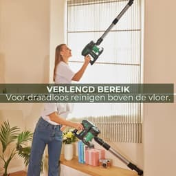 6-in1 Steelstofzuiger Zonder Zak op Accu - Steelstofzuiger Draadloos Uitschuifbaar - Kruimeldief Snoerloos best Verkocht 25KPA – Veelzijdige Kruimeldief best Verkocht – met Krachtige batterij – Zwart/Groen — thumbnail 4