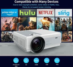 Projector - 4K - Mini Projector - Bluetooth - Draagbaar - 1080P — thumbnail 5