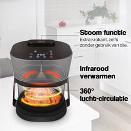 Lauben Airfryer - Glass&Steam® Airfryer - Heteluchtfriteuse - 360° Zicht - 4,5 L - 1300W - Zwart/Grijs — thumbnail 3