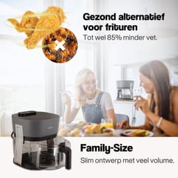 Lauben Airfryer - Glass&Steam® Airfryer - Heteluchtfriteuse - 360° Zicht - 4,5 L - 1300W - Zwart/Grijs — thumbnail 4