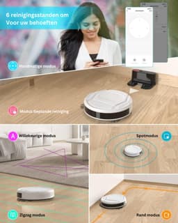 2-in-1 Robotstofzuiger met Laadstation - Met Dweilfunctie (Excl. Dweilaccessoires) - 3.0 Technologie - 120 min. - Robotstofzuigers - Dweilrobot - Huisdieren - Stofzuiger - Spraakbesturing & App - Donkergrijs — thumbnail 3