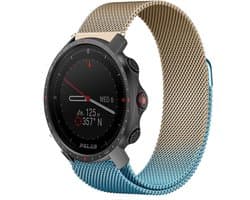 Strap-it Milanees smartwatch bandje - geschikt voor Polar Vantage M / M2 / M3 / Grit X / Grit X Pro - blauw/goud