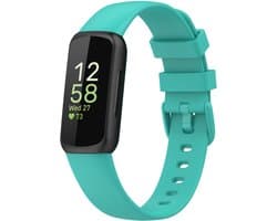 Siliconen Smartwatch bandje - Geschikt voor Fitbit Inspire 3 siliconen bandje - aqua - Strap-it Horlogeband / Polsband / Armband - Maat: Maat L