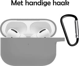Hoesje Geschikt voor Apple AirPods Pro 2 - Siliconen Hoes met Clip - Silicone Case Cover - Grijs — thumbnail 2