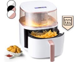 Klarstein XL Airfryer, frituurpan met stoomfunctie, temperatuurregeling en 16 programma's, heteluchtfriteuse, olievrije heteluchtfriteuse 1500 W, 7,5 liter
