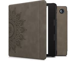 kwmobile e-reader hoesje geschikt voor Tolino Epos 3 hoes - Ereader flip case met standaard - Kunstleren e reader cover - Opkomende Zon design in grijs