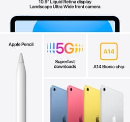 Apple iPad (2022) - 10.9 inch - WiFi + 5G - 256GB - Roze — thumbnail 5