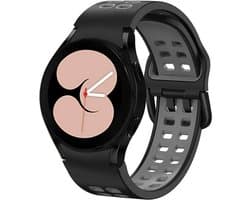 Strap-it Smartwatch bandje - sport square bandje perfect fit geschikt voor Samsung Galaxy Watch 4 / Galaxy Watch 4 Classic / Watch FE / Galaxy Watch 5 / Galaxy Watch 5 Pro / Galaxy Watch 6 (Classic) / Galaxy Watch 7 (40 & 44mm) - zwart/grijs