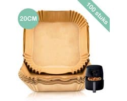 Airfryer Wegwerp Bakjes (100 stuks) - Airfryer Bakpapier - Airfryer Bakvorm - Airfryer Bakjes - Bakpapier Vierkant - Airfryer Accesoires - Heteluchtfriteuseaccessoires - Bakpapier Airfryer - Non Stick - 100 stuks - 20 CM - Bruin