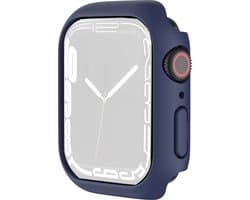 By Qubix - Apple Watch 41mm Hard case (open front) - Donkerblauw - Geschikt voor Apple Watch 41mm hoesje - screenprotector - Bescherming iWatch - Bescherm hoesje