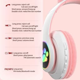 Cat Headphone - Roze - Bluetooth - Draadloze Over Ear Stereo Koptelefoon - Noise Reduction - Katten Oortjes - LED Verlichting — thumbnail 13