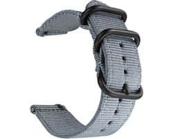 DrPhone SWB1 - Smart Watch Bandje - Roestvrij Staal Gesp - Nylon - 22mm voor o.a Galaxy Watch 3 45mm /46mm / Vivoactive 4 / Gear S3 / Huawei GT/GT 2 Watch - Grijs