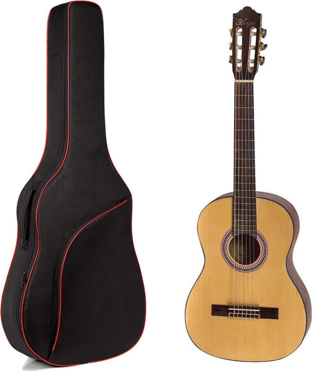 Áengus Gitaartas 3/4 Klassieke Gitaar – 36 Inch – Gitaarhoes met 8 mm Voering – Rugzak – Zwart — afbeelding 1