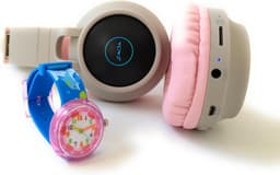ZaciaToys Bluetooth Draadloze On-Ear Koptelefoon voor Kinderen GrijsRoze Incl. educatief kinderhorloge - Kattenoortjes - Kinder Hoofdtelefoon - Draadloos Headphone - Handsfree - Gehoorbescherming - Schakelbare LED-verlichting — thumbnail 1
