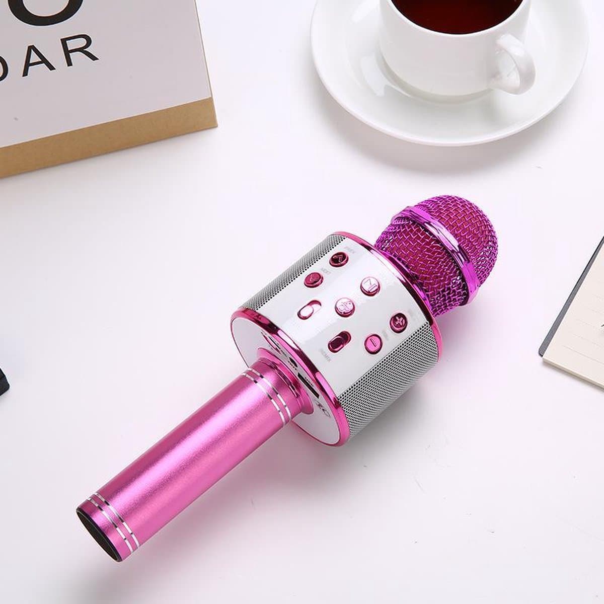 Karaoke microfoon/karaoke set - Joyful things draadloze karaokemicrofoon met ingebouwde speaker, Bluetooth, mp3 functie, stemhervormer en echo effect- Roze — afbeelding 1