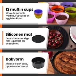Promida 13-Delige Airfryer Accesoireset - Accessoire voor heteluchtfriteuse - 20cm — thumbnail 3