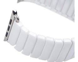 By Qubix - Geschikt voor Apple Watch bandje - Schakelarmband Keramisch bandje - Wit - Geschikt voor Apple Watch 38 mm / 40 mm / 41 mm / 42 mm - Smartwatch bandje