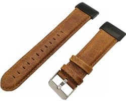 Leren bandje leer geschikt voor Garmin Fenix 5 - Plus & Sapphire - Fenix 6 - Pro & Sapphire - Garmin Fenix 8 - Fenix E - Garmin Epix Gen 2 - Quickfit 22 / 22mm band voor Garmin smartwatches - Horlogebandje - Polsband - bruin