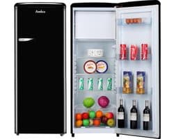 Amica Retro koelkast met vriesvak 4**** AR5222N - Zwart Hoogglans - H 144 cm
