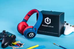 PowerLocus Buddy Draadloze On-Ear Koptelefoon voor Kinderen, LED lampjes, 85db Limiet, met Microfoon, Micro SD poort - Blauw/Rood — thumbnail 11