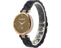 Stalen Smartwatch bandje - Geschikt voor Garmin Lily stalen band - zwart - Strap-it Horlogeband / Polsband / Armband