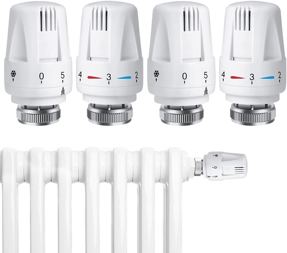 4x Slimme Thermostaatknoppen Set voor Radiator - Universele M30 Fitting — afbeelding 1