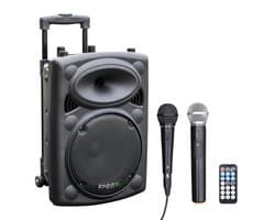 Draagbare Speaker 10 Inch 500W MAX met Draadloze & Bekabelde Microfoon - Bluetooth, USB, SD