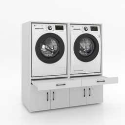 Wasmachinekast Dubbel 134x145x67cm | Ruimtebesparend & Super Stevig | Met Uitschuiflade | Voor Wasmachine en Droger | Wit — thumbnail 1