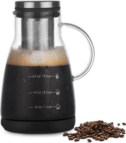 960ml Iced Coffee Makers - Filter Cold Brew Espresso Machine - Portable Travel Camping Lead-free Glass Coffee Press With Stainless Steel Percolator - Coffee Bottle 1-3 Cups - Koffiezetapparaat - Campingaccessoires — thumbnail 1