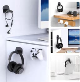 2 Stuks - Koptelefoonhaak - Headset Houder - Headset Standaard - Wit+Zwart - PP - 9*6,5*3,3 cm - Headset Haak - Hoofdtelefoon Haak Muurbeugel - Koptelefoon Houder voor onder Bureau - Zelfklevende Haakjes - Opberghaak voor koptelefoon — thumbnail 4