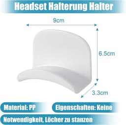 2 Stuks - Koptelefoonhaak - Headset Houder - Headset Standaard - Wit+Zwart - PP - 9*6,5*3,3 cm - Headset Haak - Hoofdtelefoon Haak Muurbeugel - Koptelefoon Houder voor onder Bureau - Zelfklevende Haakjes - Opberghaak voor koptelefoon — thumbnail 5