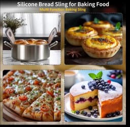 Lange Handvatten Deeg Mat - 2 stuks - sling bakmat - Multifunctionele siliconen bakmat - Brood Bakken Mat - vaatwasserbestendig - Deegmat - brood-Sling siliconen bakmat - Broodbakmat - Geschikt voor Airfryer, Oven En Magnetron — thumbnail 2