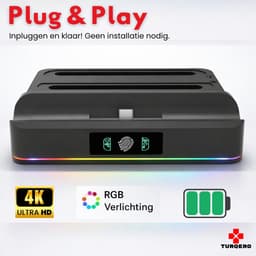Turqero Nintendo Switch 2 TV Docking Station Set met RGB – 4K UHD – Oplaadstation met 2x Joy‑Con Oplaadplekken + Tv/Monitor aansluiting voor Schermprojectie - Switch 2 accessoires — thumbnail 4
