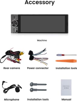 Junsun 6,86 inch Universele 1 Din Autoradio MP5-speler Draadloze Carplay Android Auto BT SWC FM USB Type-C-stekker — thumbnail 5