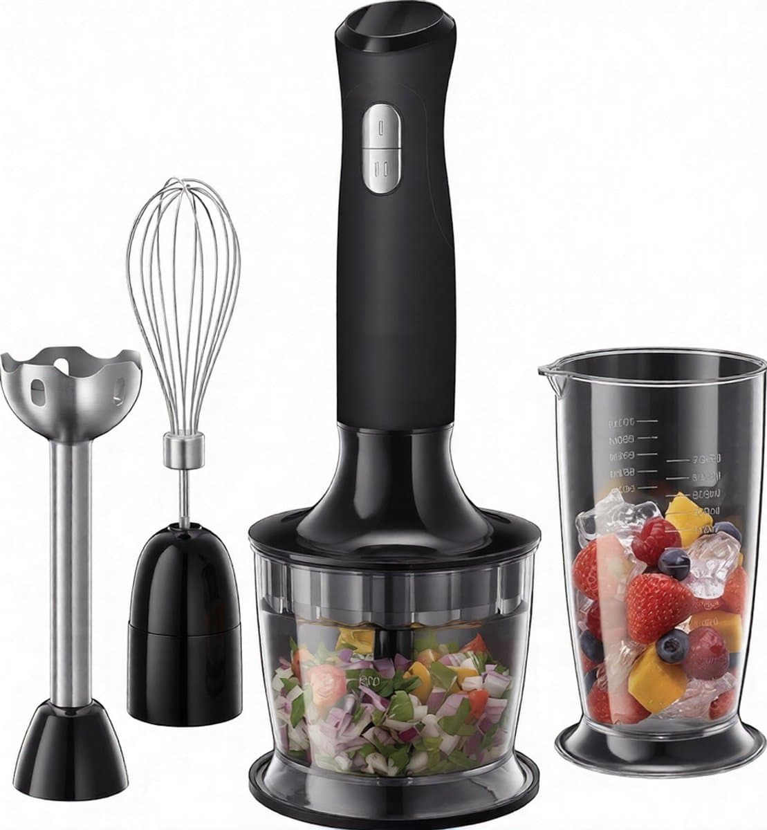 Keukenmachine 3-in-1 Zwart – Deegmixer & Keukenrobot met Mengkom – Mixer voor Mixen, Kloppen en Pureren – 500 Watt, 700 ml — afbeelding 1