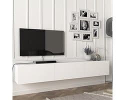 TV Meubel Zwevend 180 cm – Wand TV Kast Modern Wit met Deuren & Opbergruimte – Voor Flatscreen Televisies – House&Garden