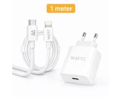 USB-C Adapter 20 Watt Oplader + 1 Meter USB-C Kabel Naar Lightning Compatible aansluiting Oplaadsnoer Snellader SET Geschikt voor o.a. Airpod iPad/iPhone 14/13/12/11/X Power Delivery (PD) Snellader / Fast Charger / Chargeur Rapide