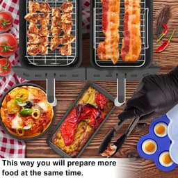6-delige accessoires voor luchtfriteuse, Gescht voor Ninja Foodi AF300EU, AF400EU, Tower T17088, dubbele luchtfriteuse, 7,6 l / 9,5 l, keukengerei, set met pizza-tablet, metalen broodtrommel — thumbnail 2