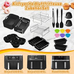 Ninja Heteluchtfriteuse Accessoires - Airfryer Accessoires Gescht voor Ninja Foodi Max Dual Zone AF400EU AF451EU 9,5L, Siliconenvorm Heteluchtfriteuse voor Russell Hobbs 2 Kamers 9L — thumbnail 5