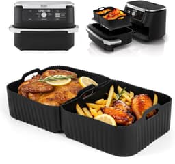 3 Stuks Groter Siliconen Airfryer Pan Gescht voor Ninja Dual Foodi FlexDrawer AF500EU, Airfryer Siliconen Pot Mand voor Ninja AF500EU 10,4L, Airfryer Accessoires Basket voor Ninja luchtfriteuse — thumbnail 1