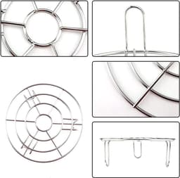Ronde Kookstand - Roestvrijstalen Grate Kookstand - Ronde Grill - Stoomrek - Koelrooster - Topstand - Roestvrijstalen Stoominzet - Airfryer Accessoires voor Pannen - Bakken en Koken — thumbnail 6