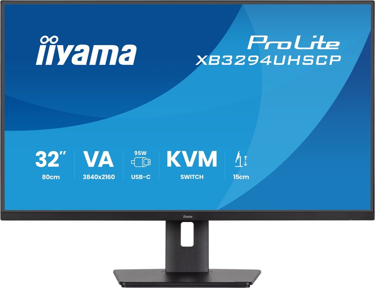 iiyama ProLite XB3294UHSCP-B1 - 32 inch - 4K - VA - USB-Hub (4x) - Verstelbaar - USB-C - KVM-switch — afbeelding 1