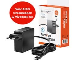 45W USB-C Laptop oplader voor ASUS Chromebook Flip en ASUS VivoBook Go – Alle modellen vanaf 2018 – Kabel + Adapter