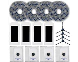 Reserveonderdelen geschikt voor ECOVACS DEEBOT T30 Omni/T30 PRO Omni – 17-delige accessoire set geschikt voor robotstofzuigers, inclusief 4 HEPA-filters, 4 dweilen, 4 zijborstels en 4 stofzakken.