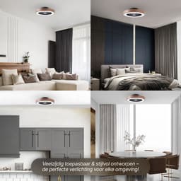 Brilliant Slimline - Plafondventilator - Met verlichting - LED 40W - 3000K-6500K - Dimbaar - Zwart met Houtstructuur rand - Zeer stil — thumbnail 4