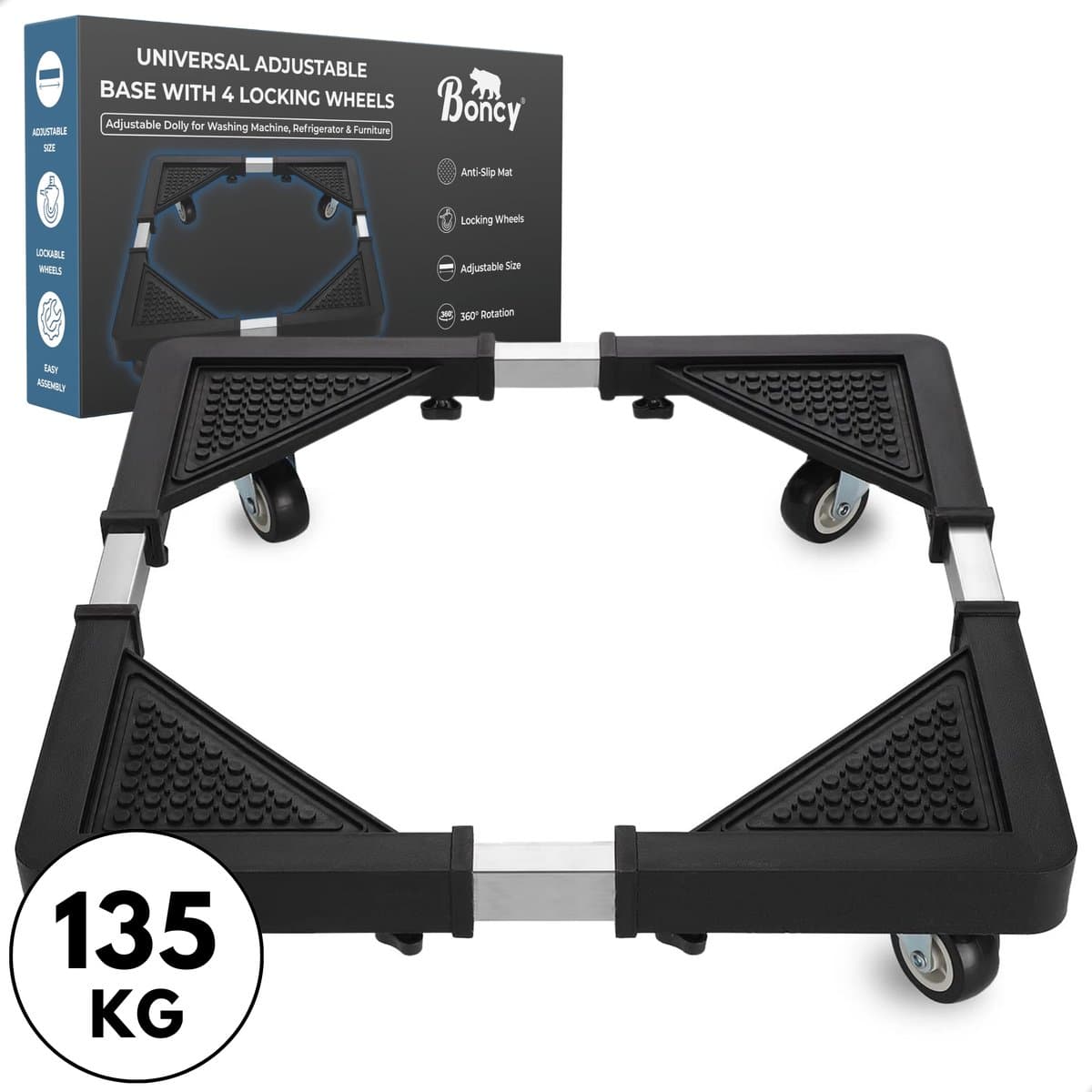 Boncy® Premium Wasmachine Verhoger - Opbouwmeubel Wasmachineverhoger met Wielen - Sokkel of Meubelroller - Witgoed verhoger ook geschikt voor Koelkast, Droger, Vaatwasser, Vriezer — afbeelding 1