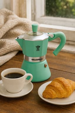 Italiaans koffiezetapparaat - PEZZETTI - BELLEXPRESS - Aluminium - 6 kopjes - Geschikt voor alle kookplaten inclusief inductie - Turquoise — thumbnail 3