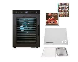 Wartmann Voedseldroger Set - 12 Laags Droogoven - Dehydrator - Dubbelwandig RVS - Vaatwasserbestendige Onderdelen - Ruime Capaciteit - Met 12 Siliconen Droogmatten - Inclusief Handboek Voedseldrogen - Nikkelvrij - Stil - WM 2512